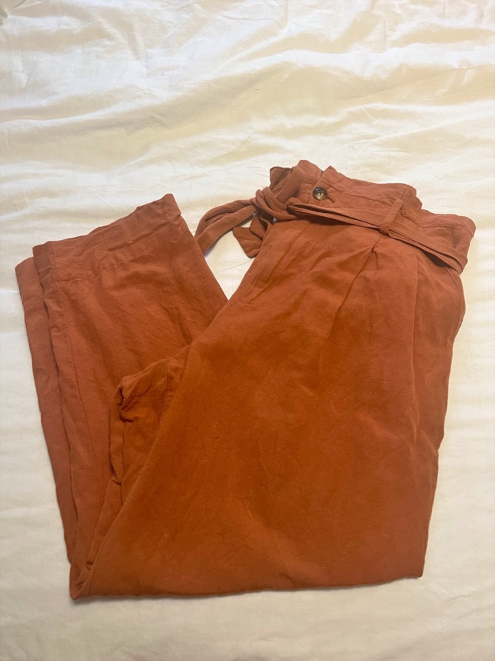 Madewell Rust High-Rise Paperbag Trousers with Tie Belt 10 - Picture 9 of 9